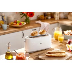 "Philips Daily Collection HD2590 Toaster - Sleek White Design for Perfectly Toasted Bread Every Time!"